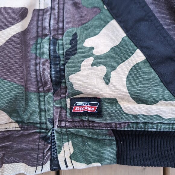 Dickies Bomber Jacket Kids (6-7)S Black Camouflage Hooded Zip-Up Outdoor Casual - Picture 2 of 9